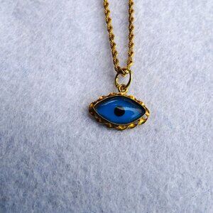 14K Yellow Gold 18" Necklace with 14K Evil Eye Charm 4.6 G.